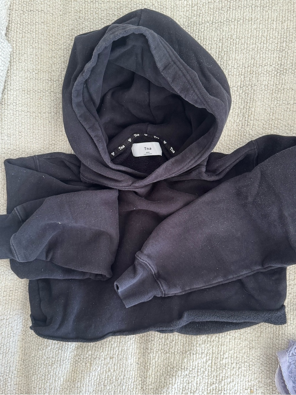 TNA Black Cropped Pullover Hoodie xxs
